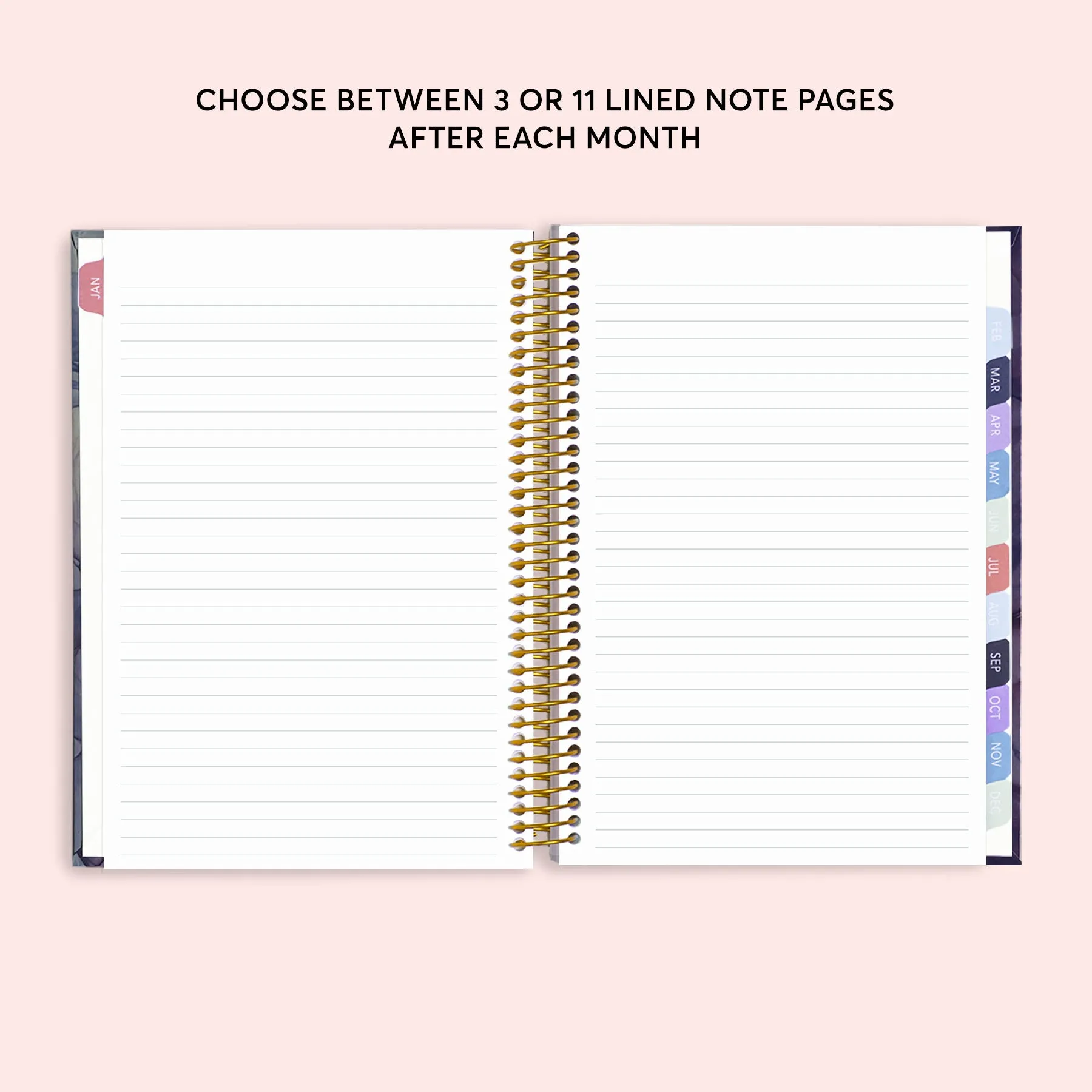 6x9 Hardcover Monthly Planner - Purple Flowing Ink