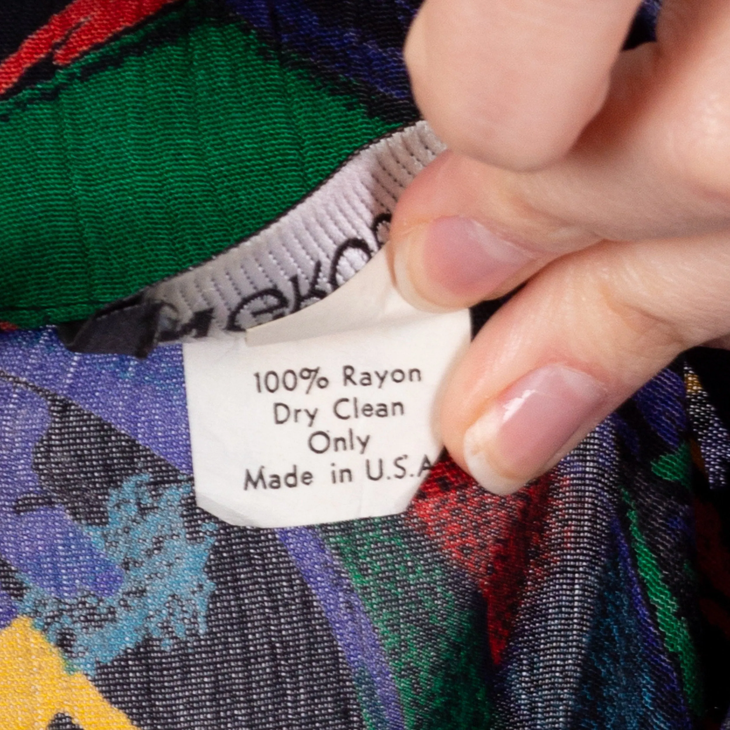 80s Abstract Button Up Blouse - Large