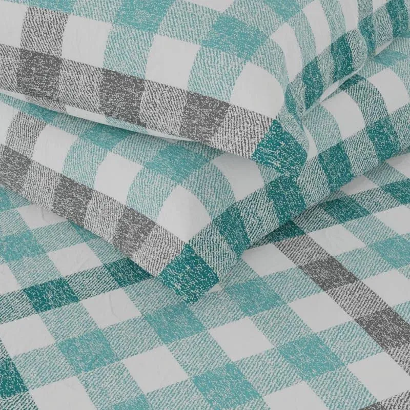 Amoza Checkered Bedsheet - Green