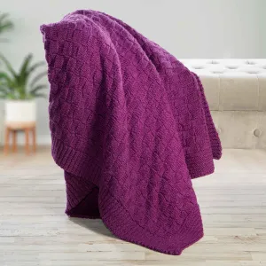 Aran Checkered Throw Blanket- Lilac
