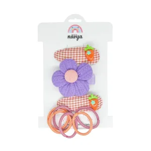 Checkered Off Your List Set of two Tic Tac Hair clips  with rubber bands - Red and Purple (2-8 Years)