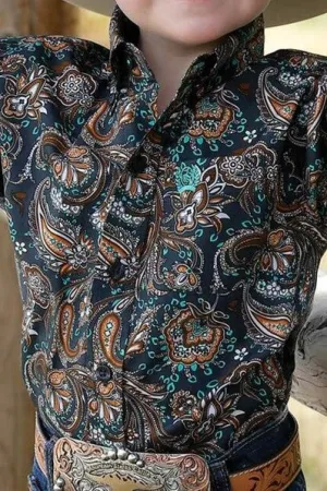 Cinch Boys Multi Colour Paisley Print L/S Shirt - MTW7060262