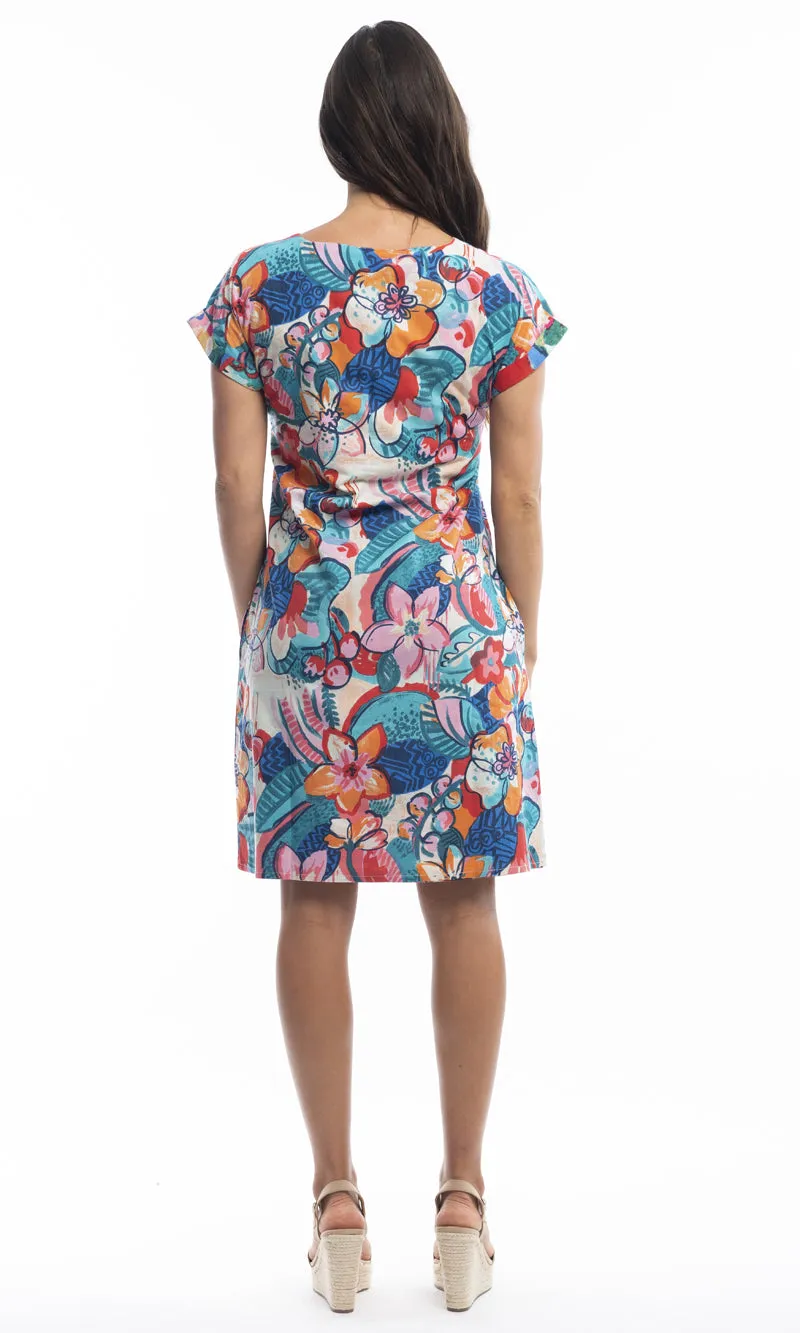 Cotton Dress Shift Sleeve Reversible Borellie