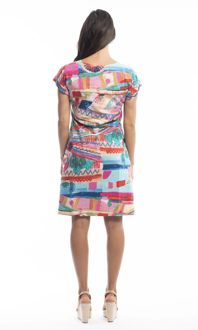 Cotton Dress Shift Sleeve Reversible Borellie