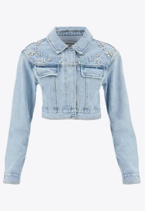 Crystal-Embellished Denim Jacket