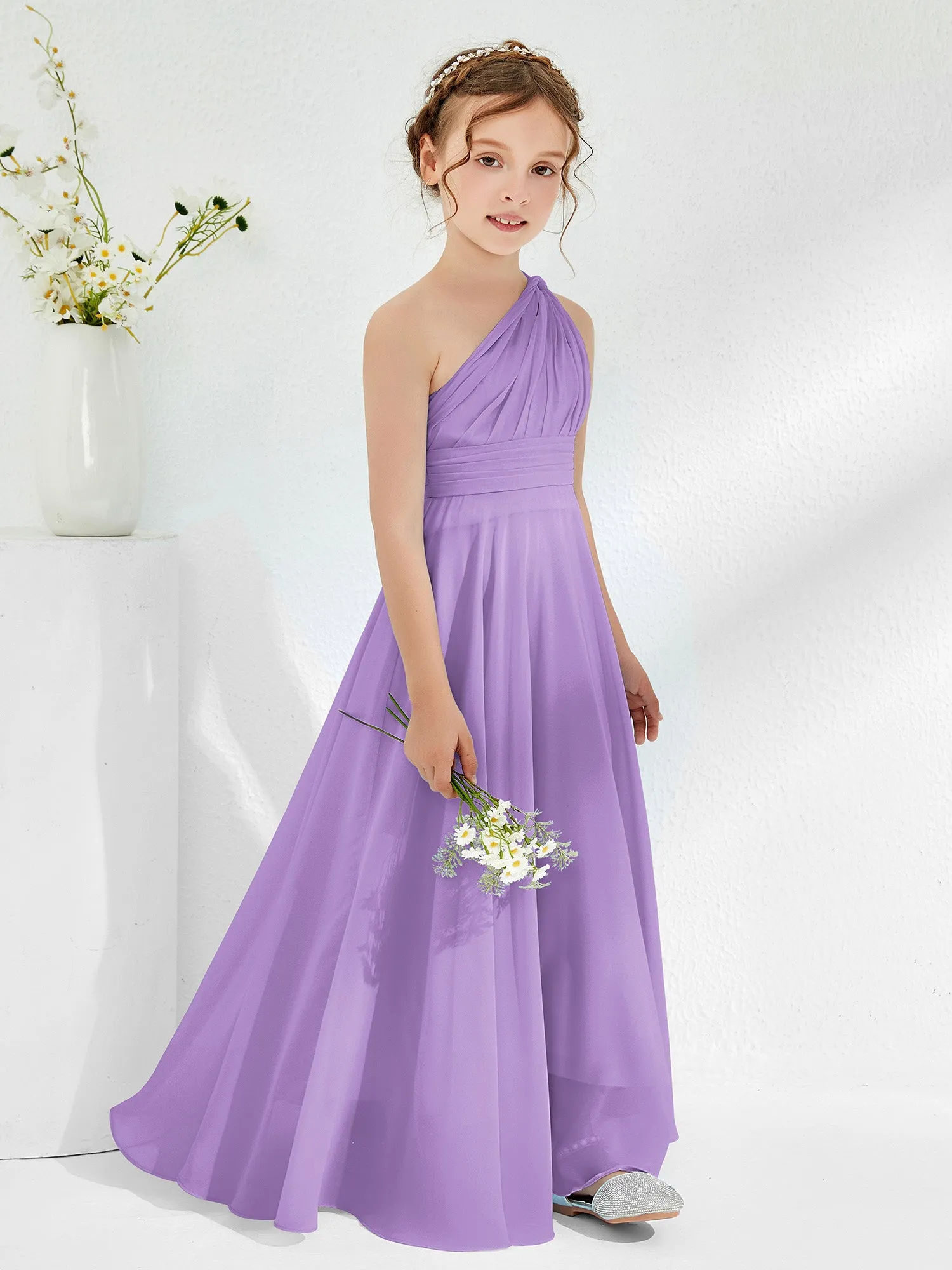 Cute One Shoulder  A-line Junior Bridesmaid Dresses Tahiti