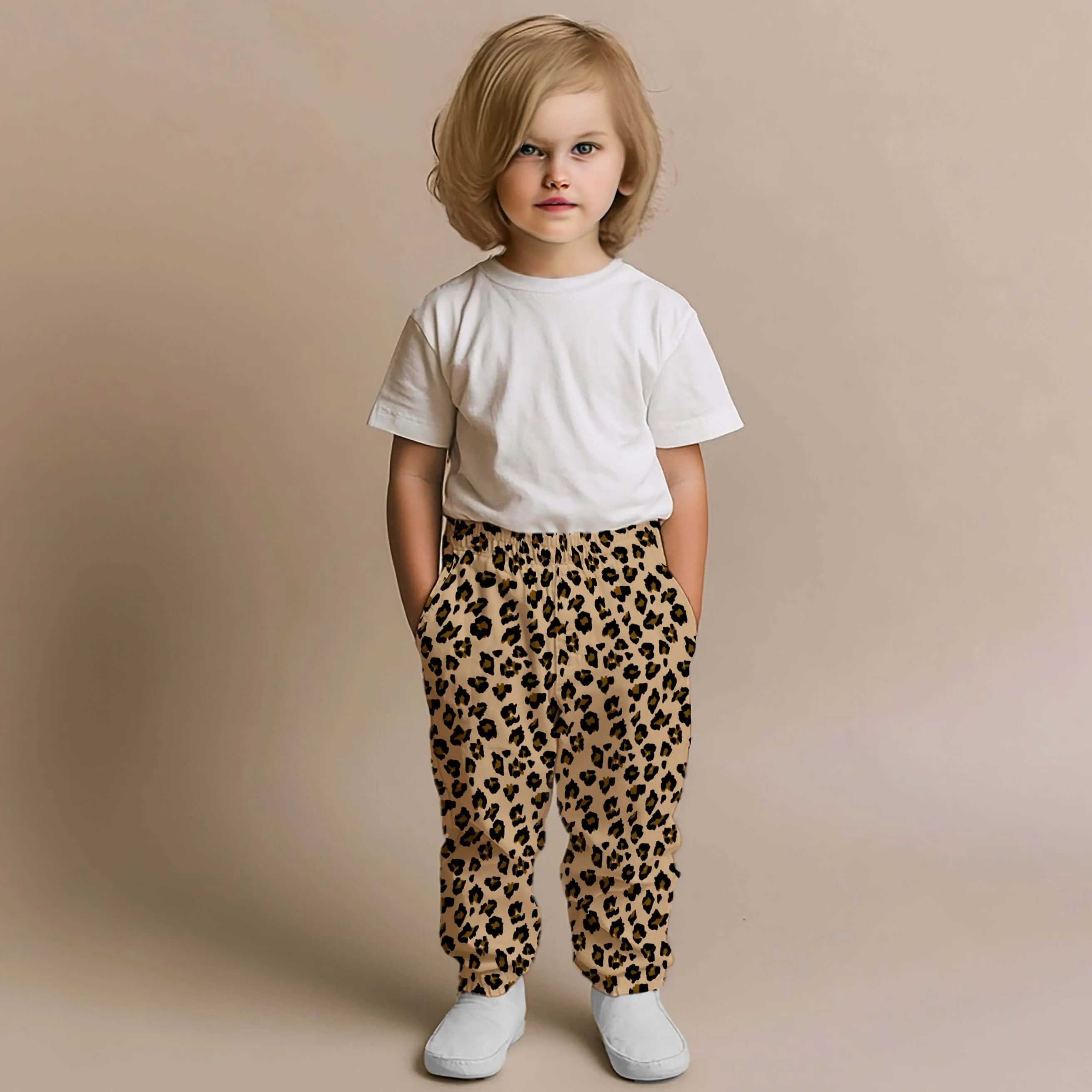 Denim Vintage Trousers - Leopard Print