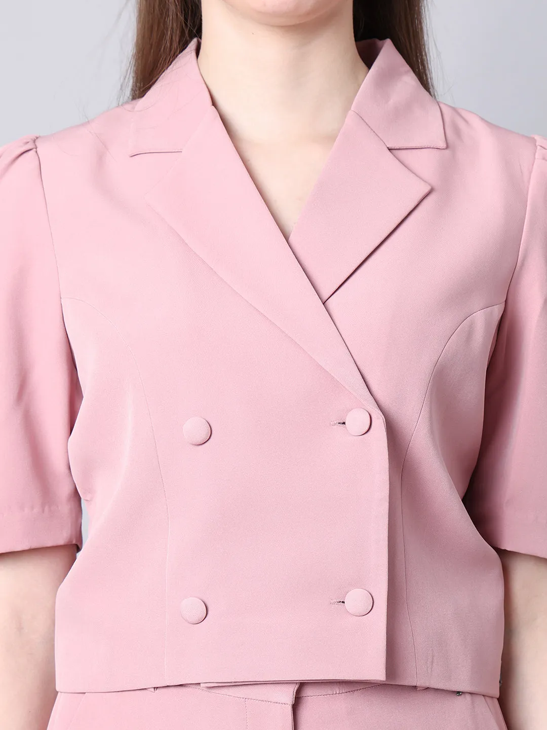 Dusty Pink Spandex Poised Perfection Crop Blazer