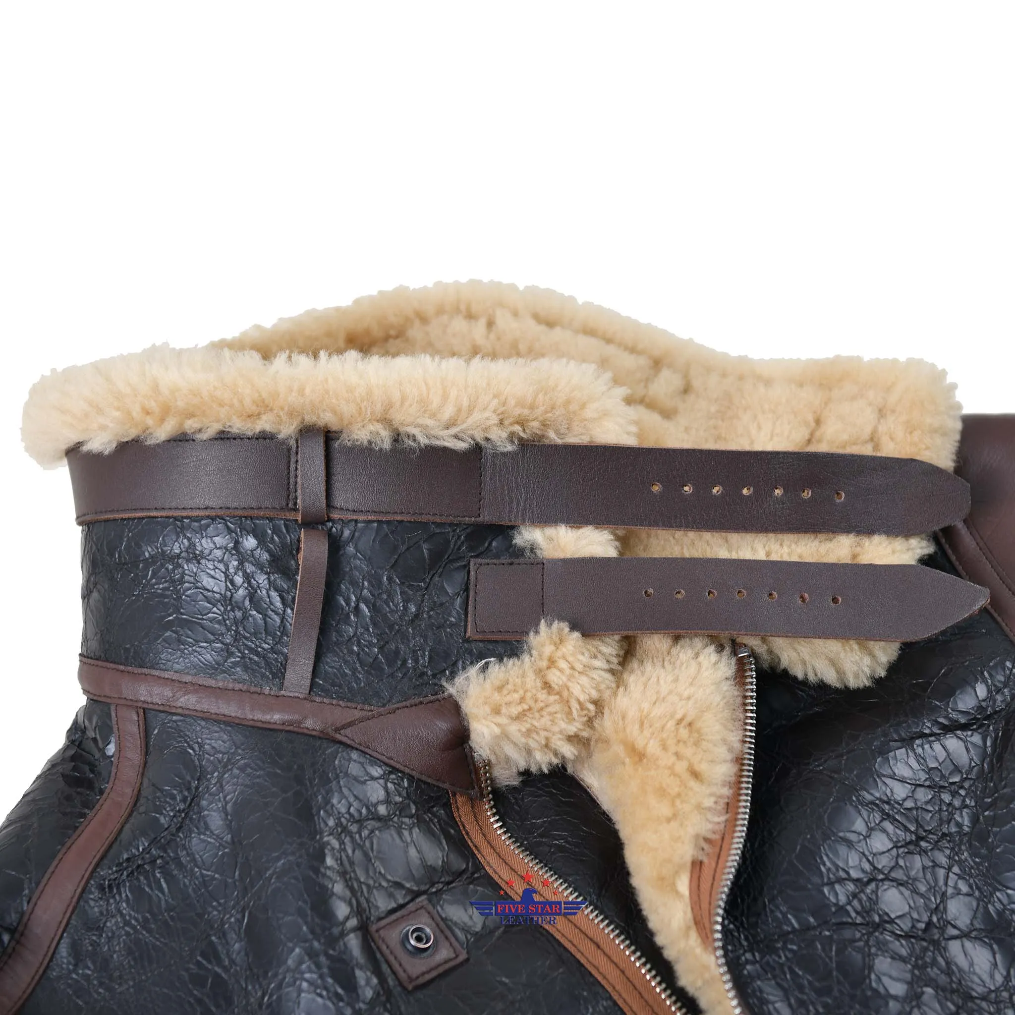 FiveStar Leather USAAF B-3 AC Drawing No. 33H5595 Order No. 535-42-18655-P H.L.B. Corp. N.Y SheepSkin Seal Brown Flight Jacket