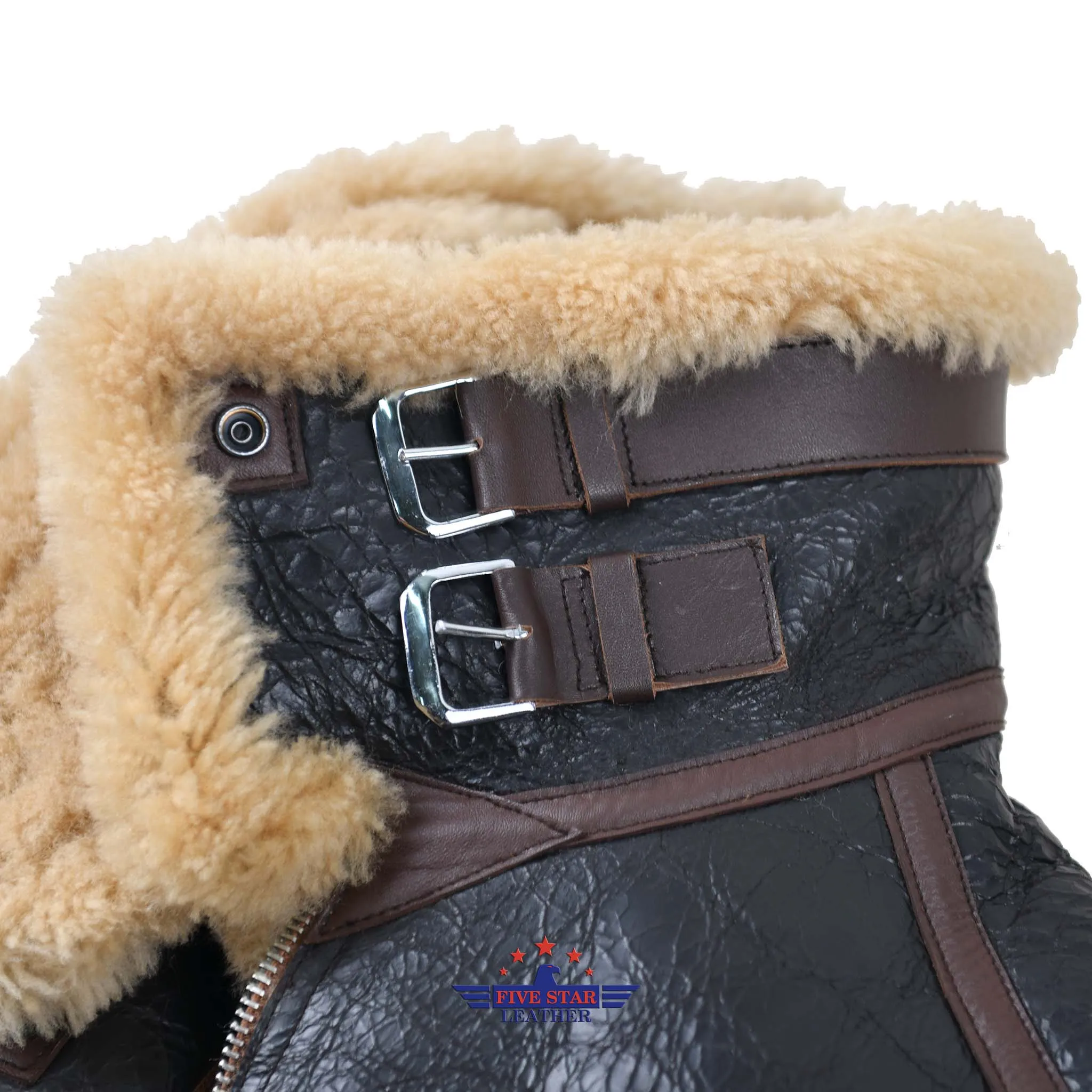 FiveStar Leather USAAF B-3 AC Drawing No. 33H5595 Order No. 535-42-18655-P H.L.B. Corp. N.Y SheepSkin Seal Brown Flight Jacket
