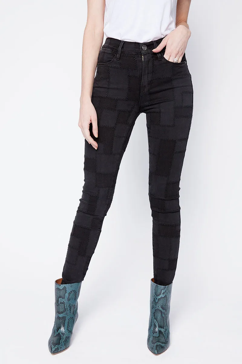 Le High Skinny Laser Patchwork in Noir Multi