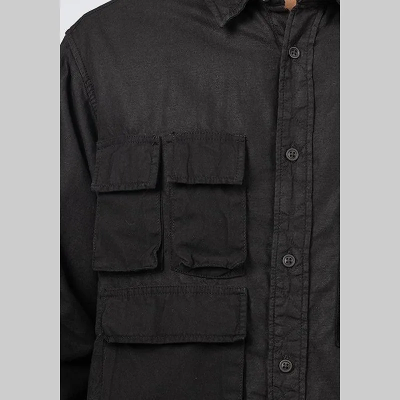 Long Sleeve Multi Pocket Shirt - Black
