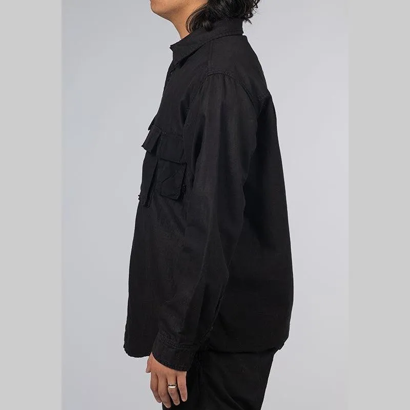 Long Sleeve Multi Pocket Shirt - Black