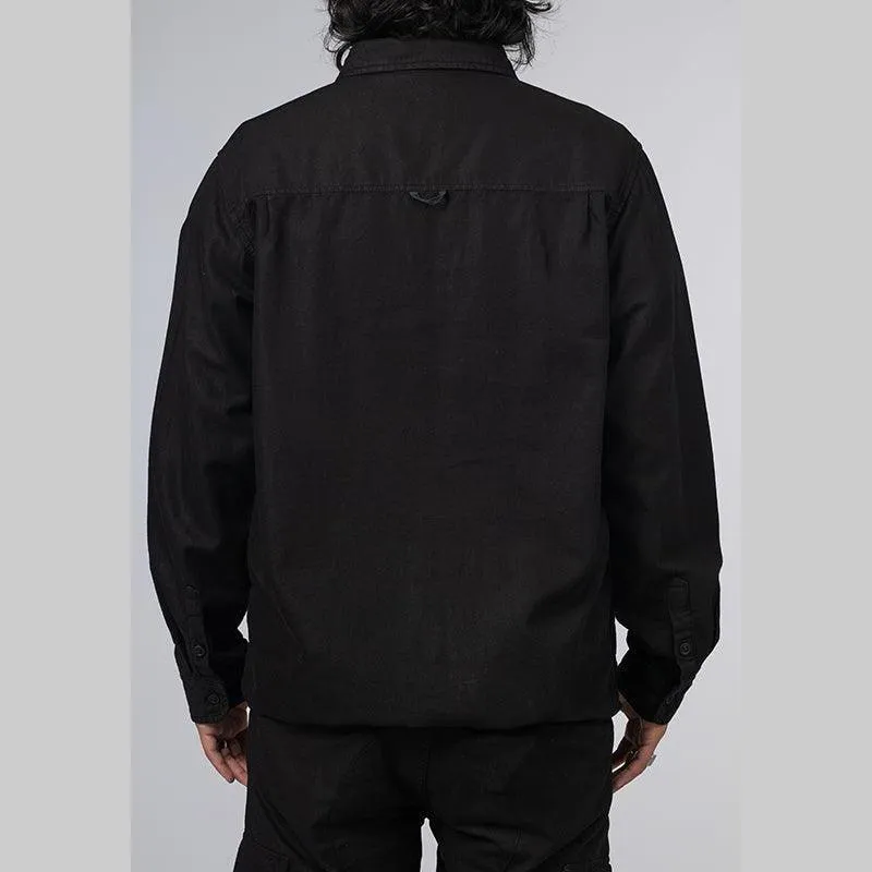 Long Sleeve Multi Pocket Shirt - Black