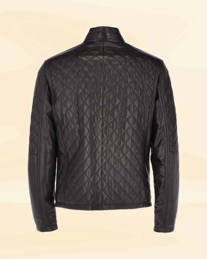 Men's Leather Quilted Jacket Black