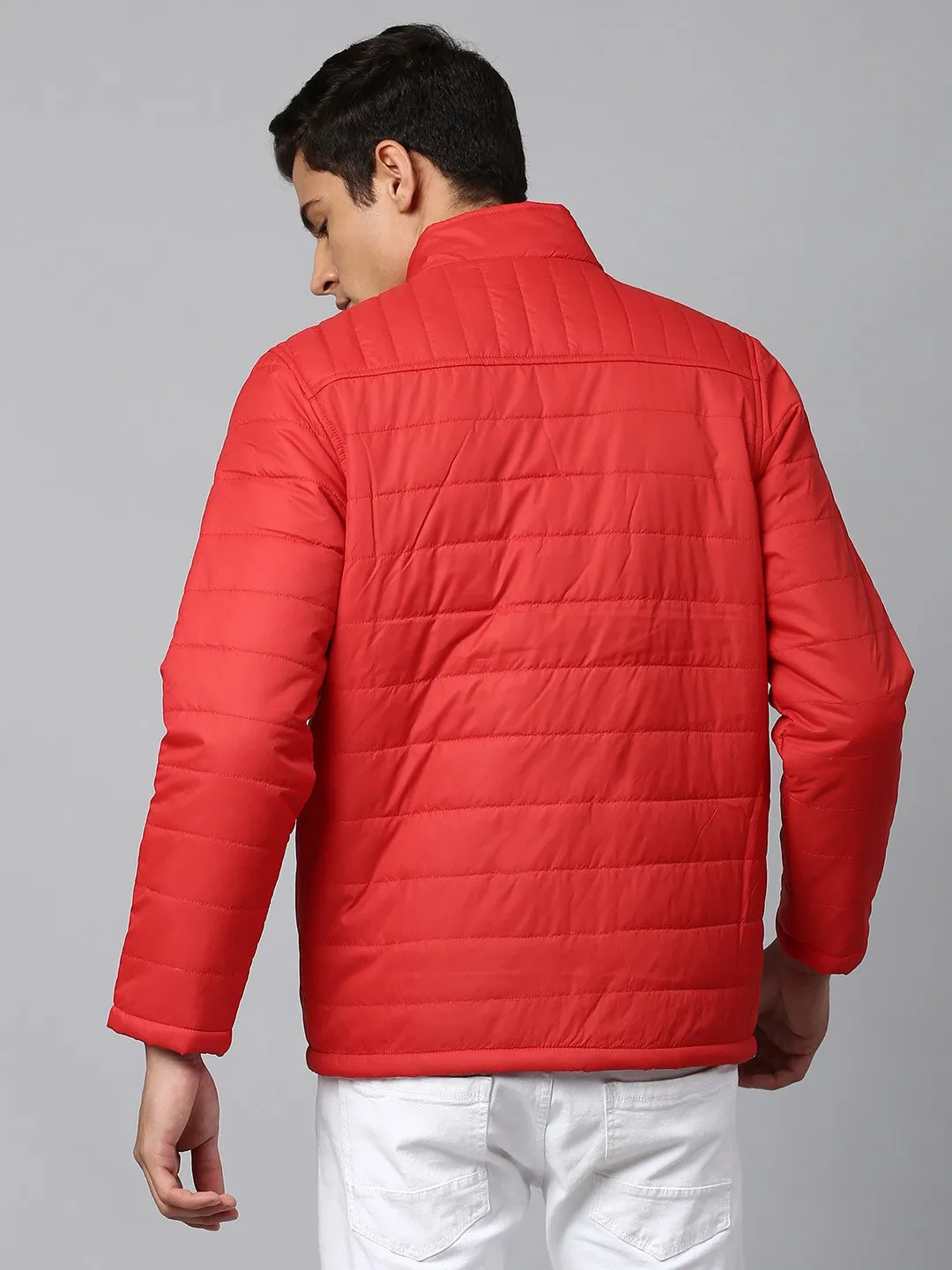 Mens Long-Sleeve Jacket - Lightweight Casual Winterwear  (Dark Red)