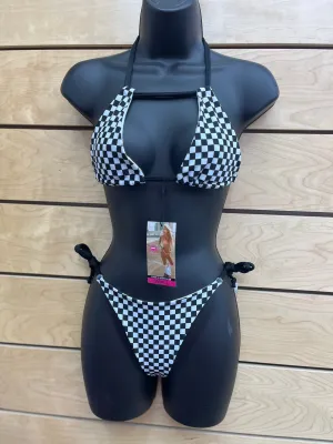 Mini Checkered // Tie Side Thong Bottom