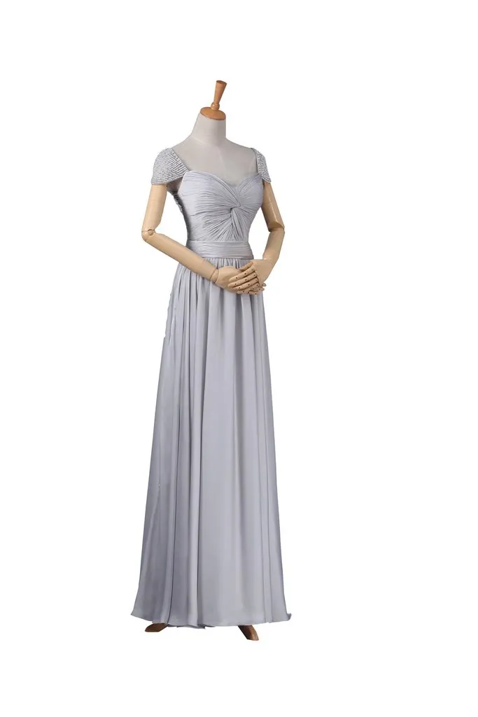Modest Gray Chiffon Long Prom Dresses PFP1337