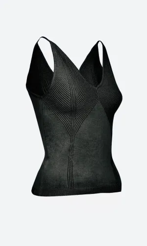 SILK KNIT RIBBED TANK BLACK