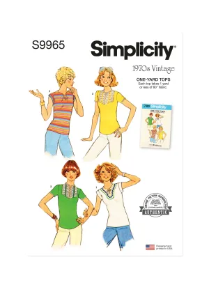 Simplicity Sewing Pattern 9965 Vintage 1970's Knit Tops