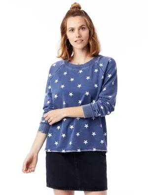 Star Printed Burnout French Terry Pullover Sweatshirt