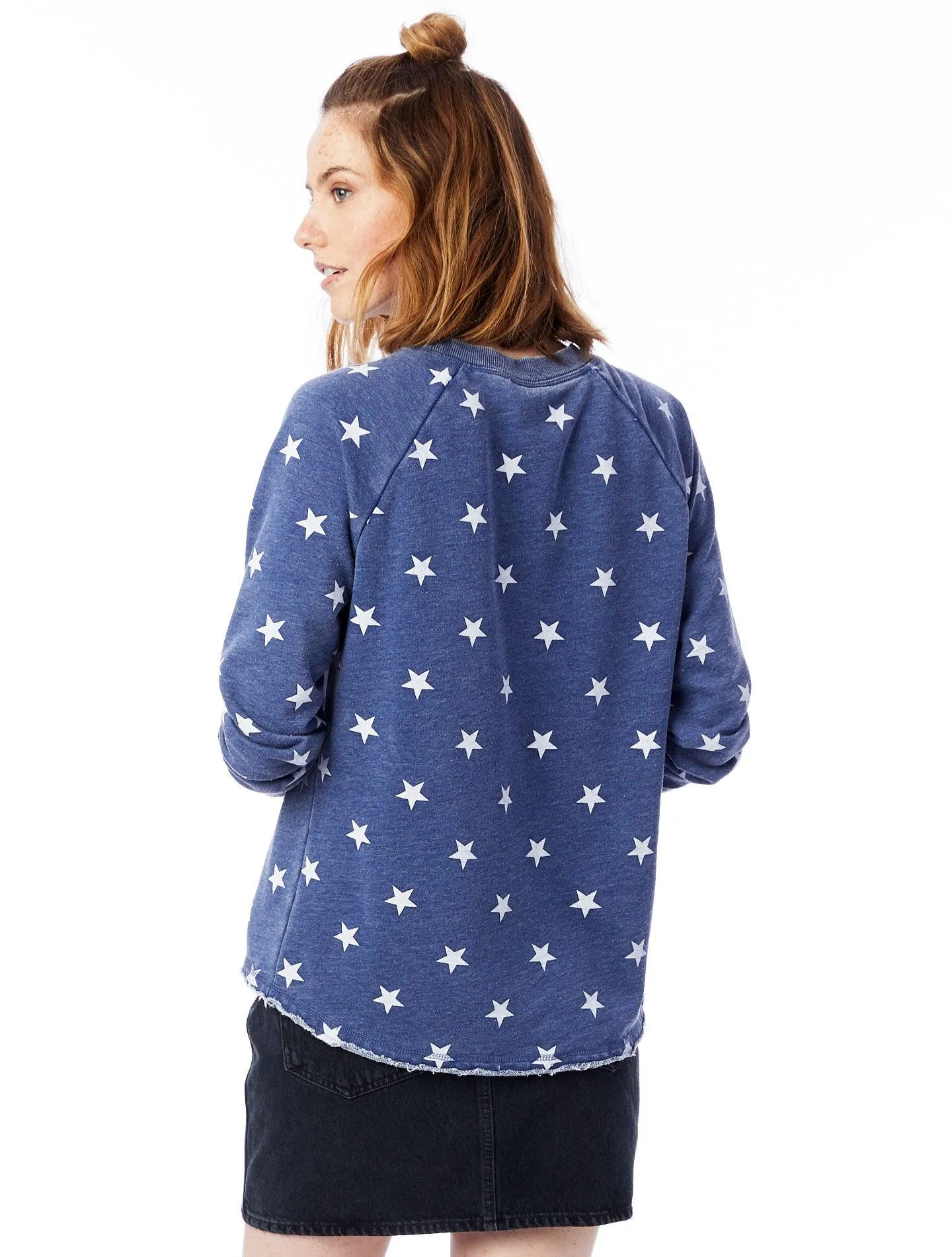 Star Printed Burnout French Terry Pullover Sweatshirt