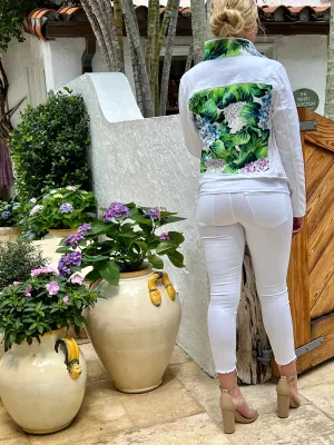 The White Denim Jacket / Green Leaf Hydrangea