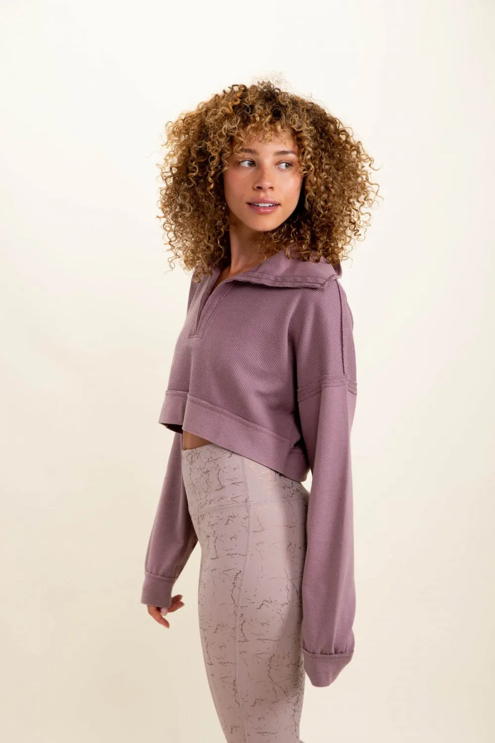 Waffle Knit Pullover Crop