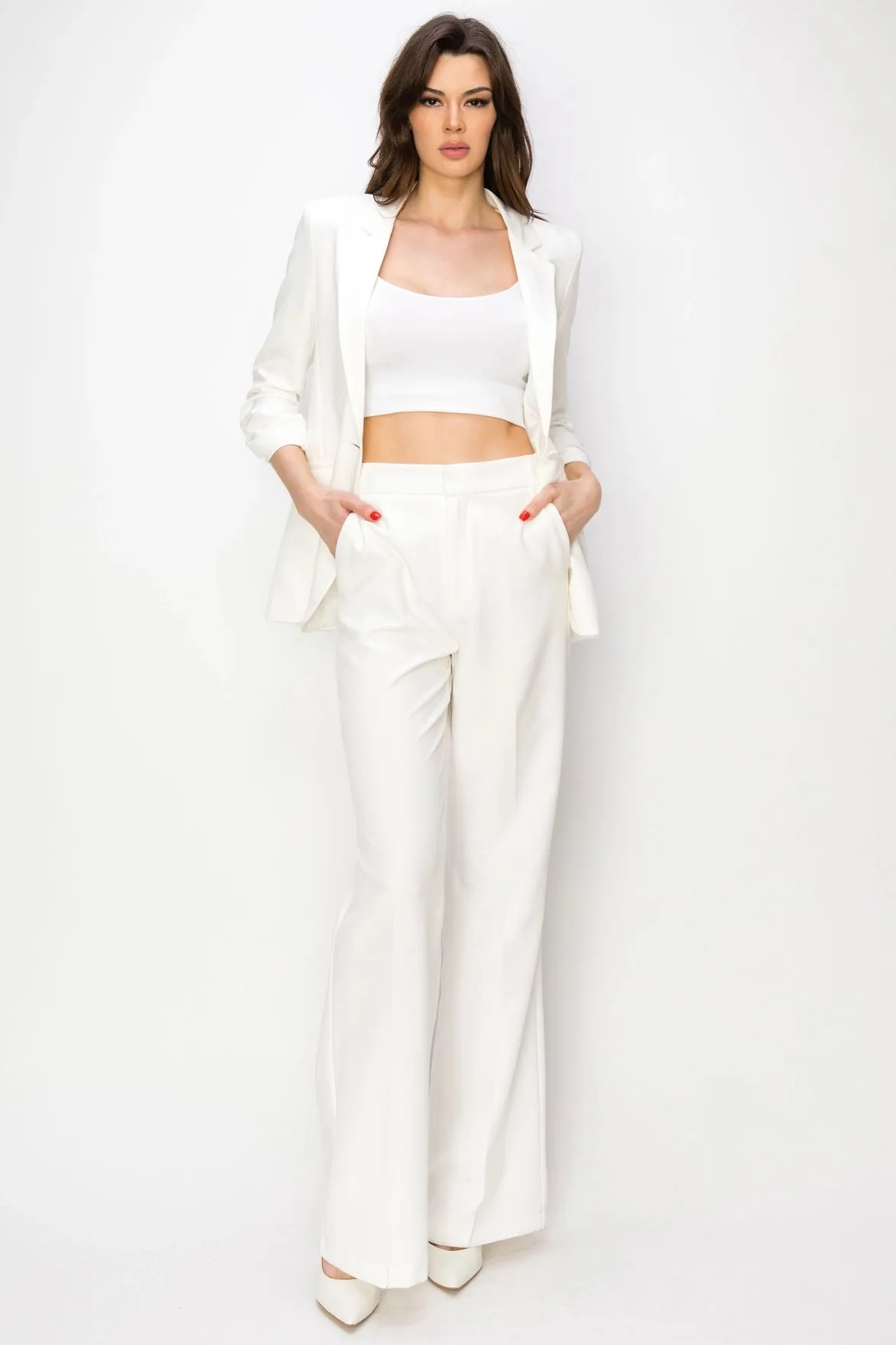White Wide Leg Trousers